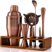 Hot selling 7 Pcs  copper bar tool set Cocktail Shaker Set with Rotating  Stand  ,Bartending Kit with variious bar tools